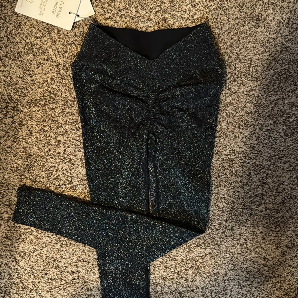 Women's Black Sparkle Leggings - Picture 2 of 3